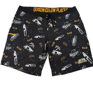 DIXXON Low Places Board Shorts Men 42 XXL Black Lowrider Classic Car Swim Trunks